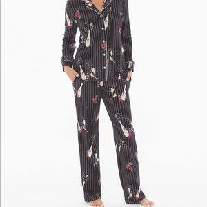 New Soma Notch Collar Pajama Set - Posh Party Black XS